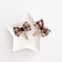 Girl Hair Clip Bow Plaid Pair (GHP9267)